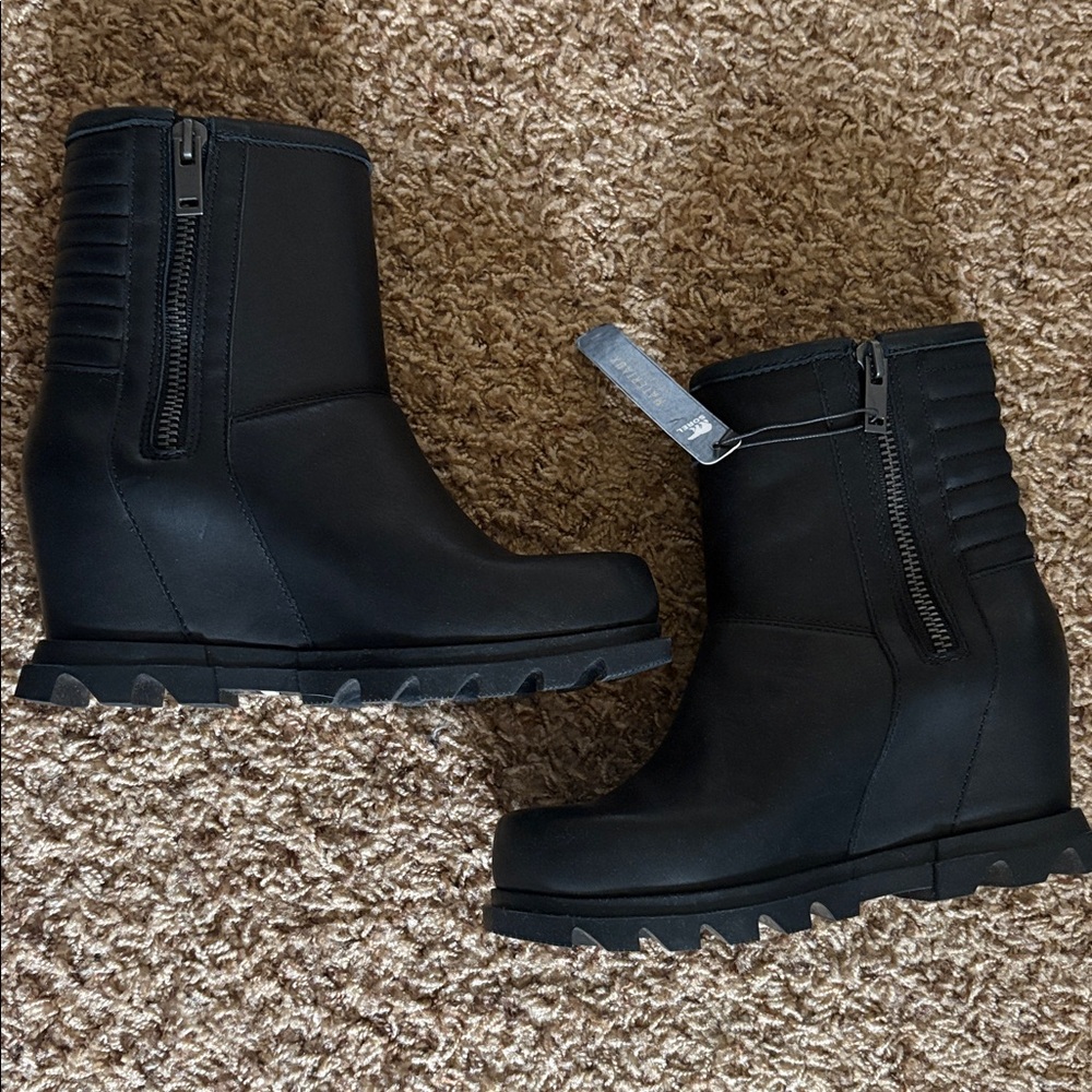 Sorel Joan of Arctic lll Moto Wedge Waterproof Boot size 5.5 Black Ankle Winter - Picture 5 of 9